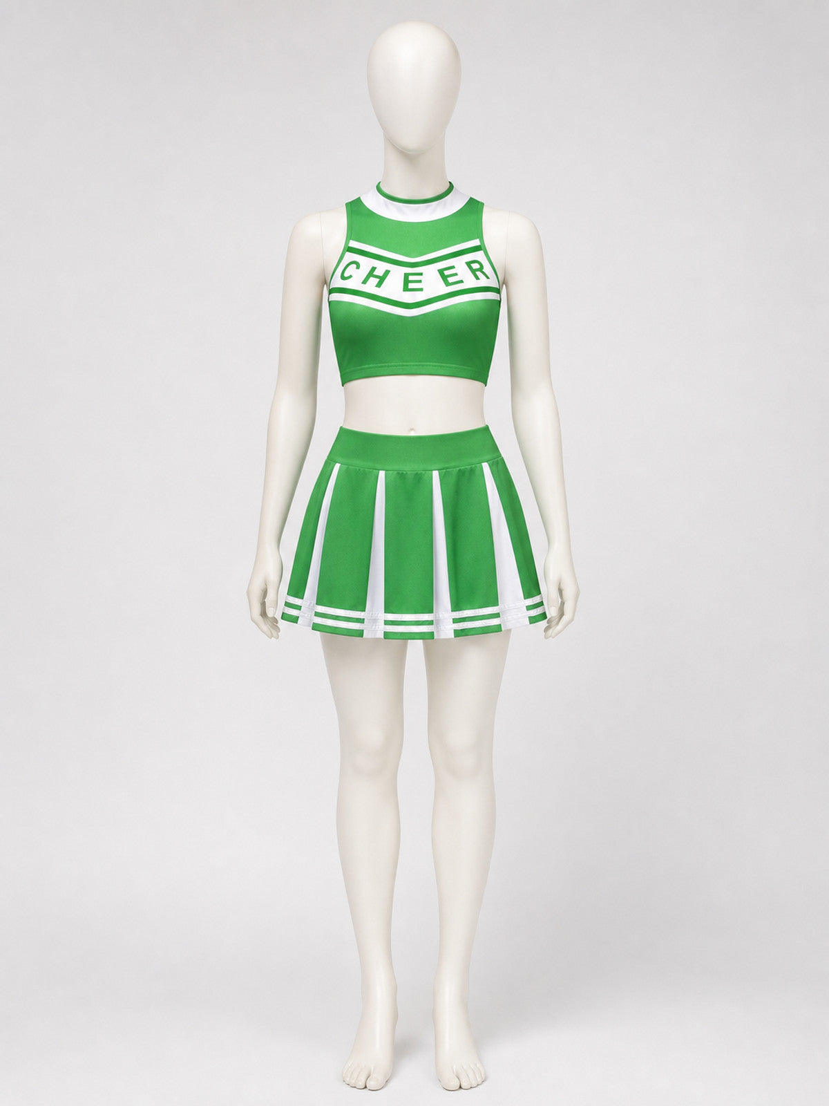 Cheerleading Costume: Striped Top and Skirt front view