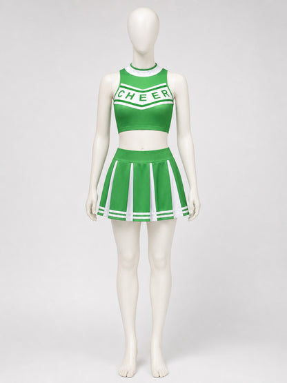 Cheerleading Costume: Striped Top and Skirt front view