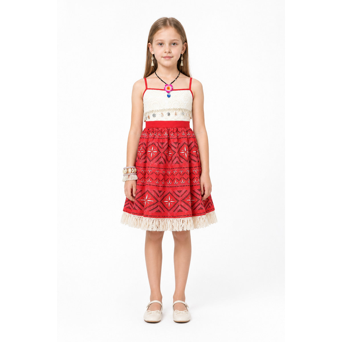 Children's Moana Costume with Dress and Jewelry main product view