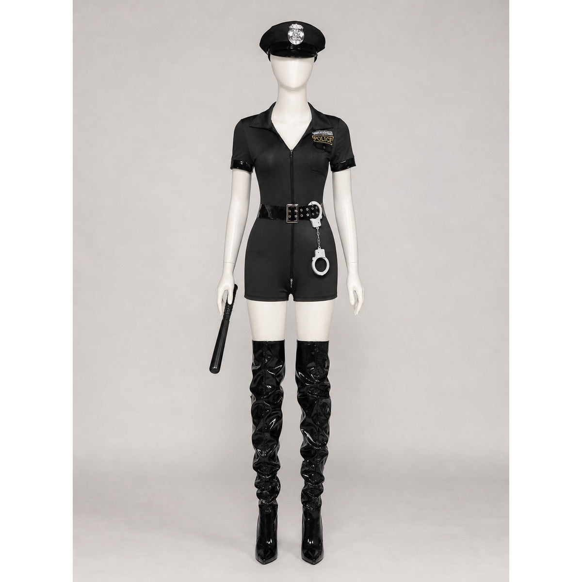 Police costume with belt and “Police” lettering for cosplay