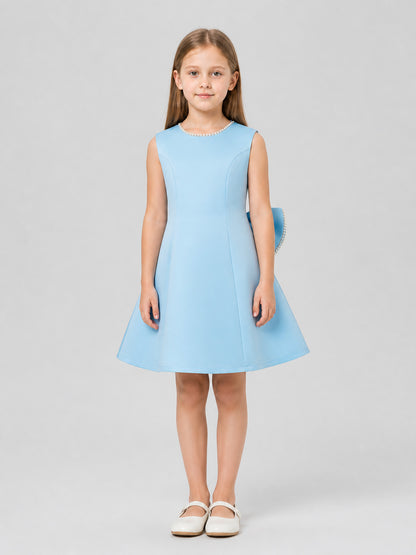 Girls' Dressy Sky Blue A-Line Dress on-model view