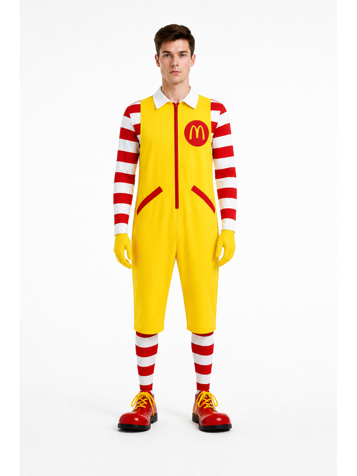 Yellow Clown Jumpsuit Costume with Gloves main product view