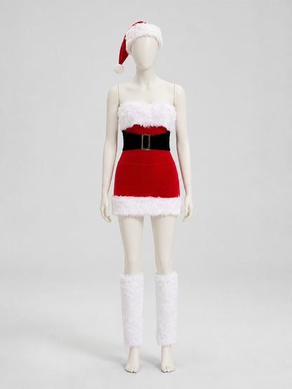 Santa Claus Christmas Costume with Dress on-model view