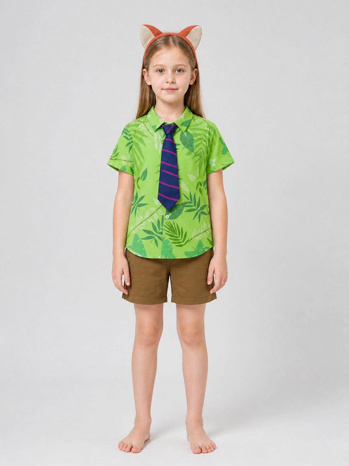 Nick from Zootopia Costume: Leaf-Print Shirt and Shorts on-model view