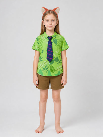 Nick from Zootopia Costume: Leaf-Print Shirt and Shorts on-model view