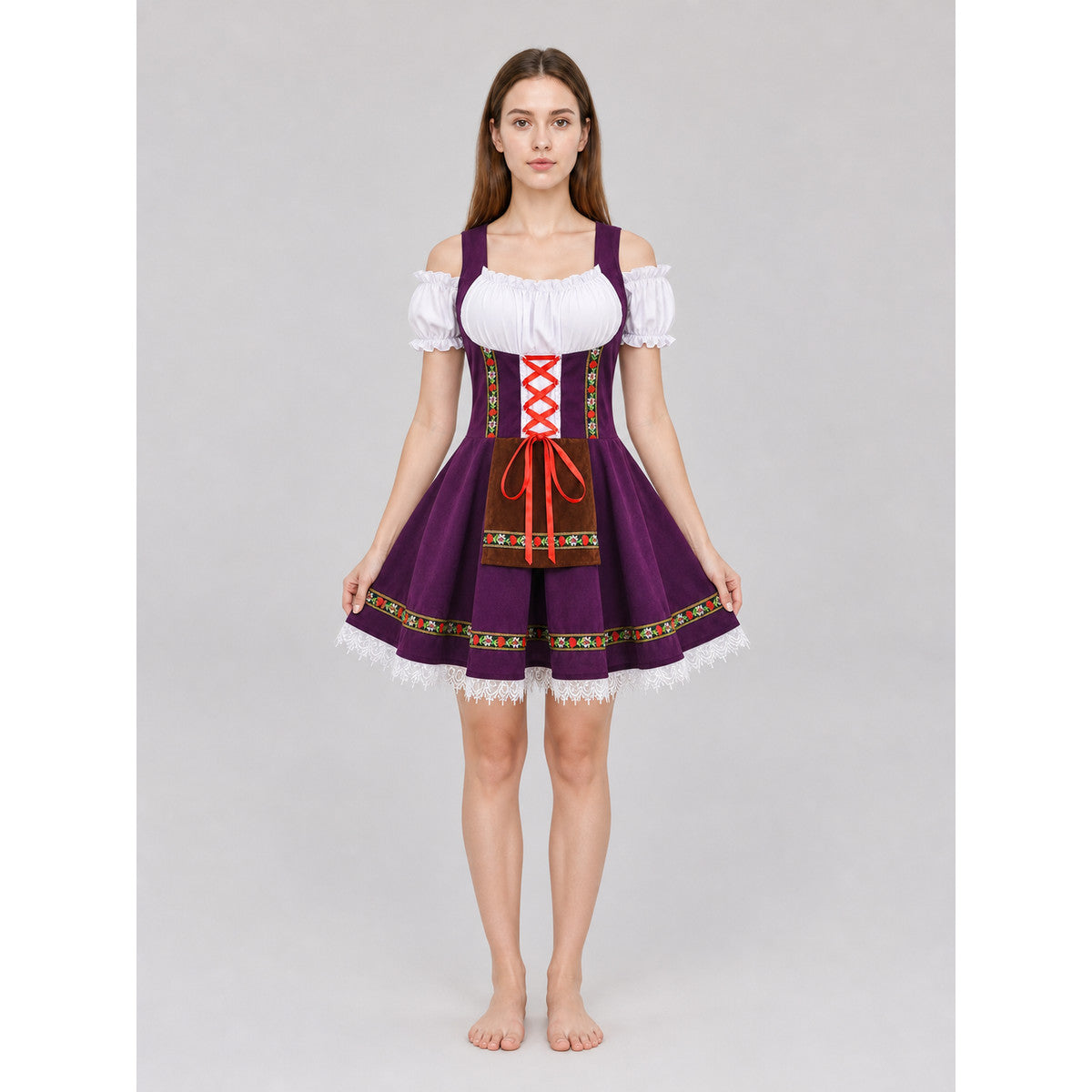 Historical costume dress with folk ribbons