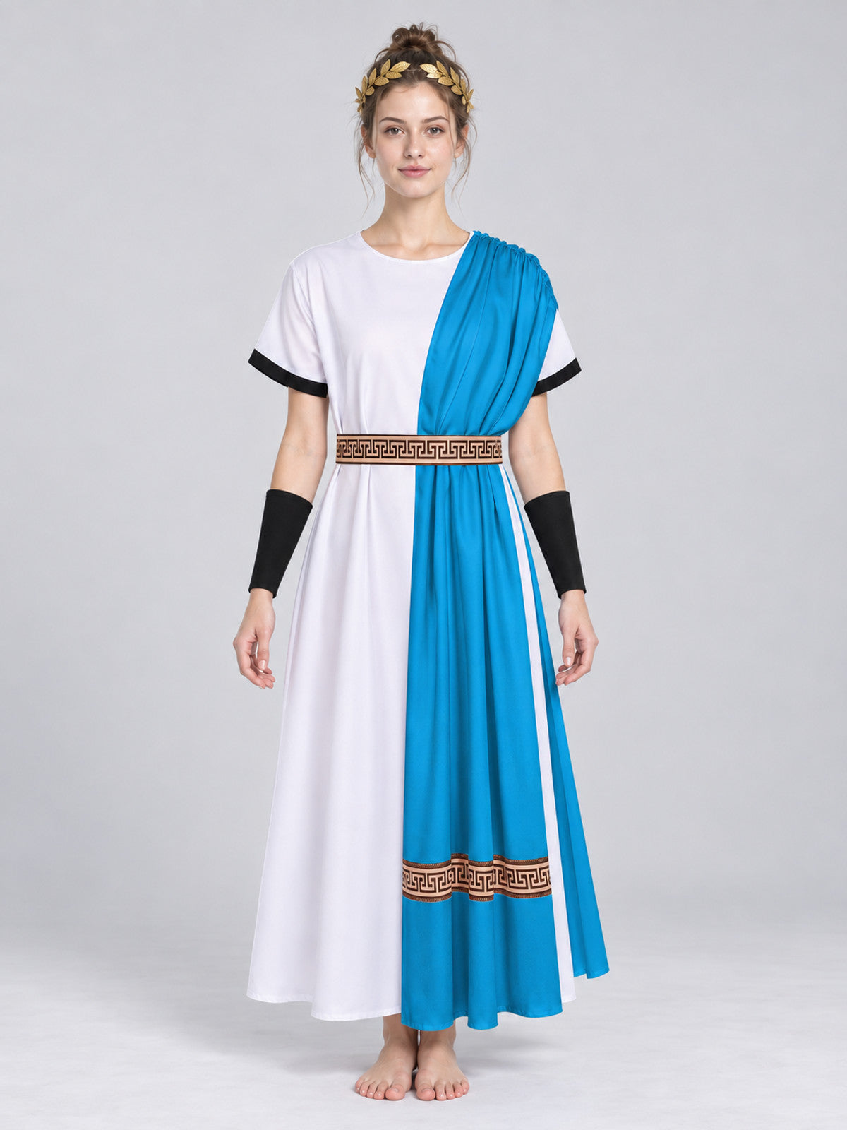 Greek God Costume with Long Chiton and Wreath