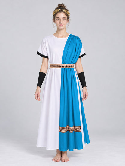 Greek God Costume with Long Chiton and Wreath