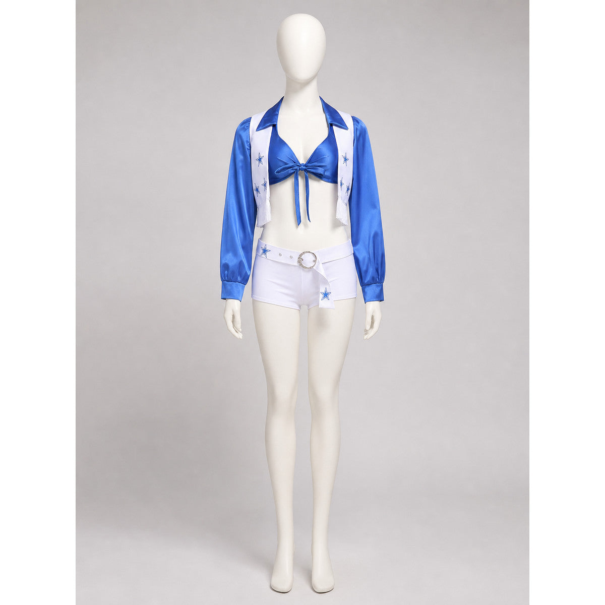 Blue and White Cheerleading Costume with Stars