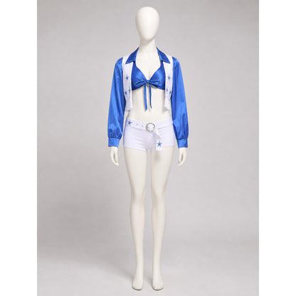 Blue and White Cheerleading Costume with Stars