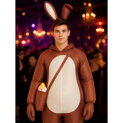 Brown Rabbit Inflatable Costume, Funny Animal Bodysuit with Belly Pocket