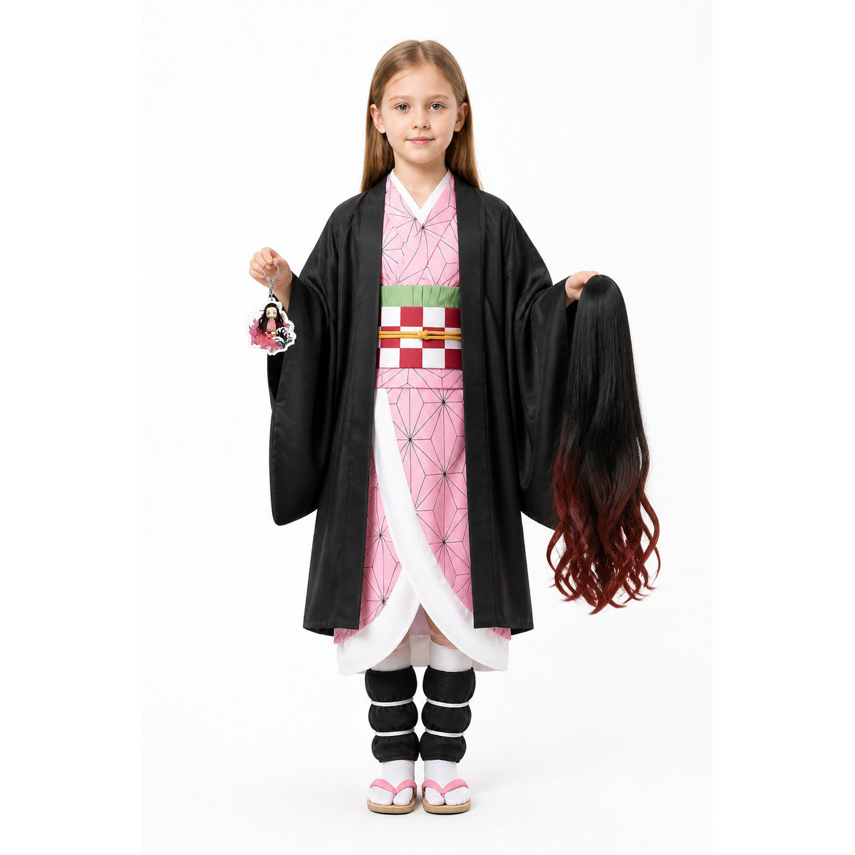 Nezuko Cosplay Costume with Kimono and Wig main product view