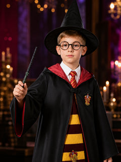 Kids Harry Potter Robe Costume Set With Hat, Wand, Glasses, Scarf, Tie And Shirt
