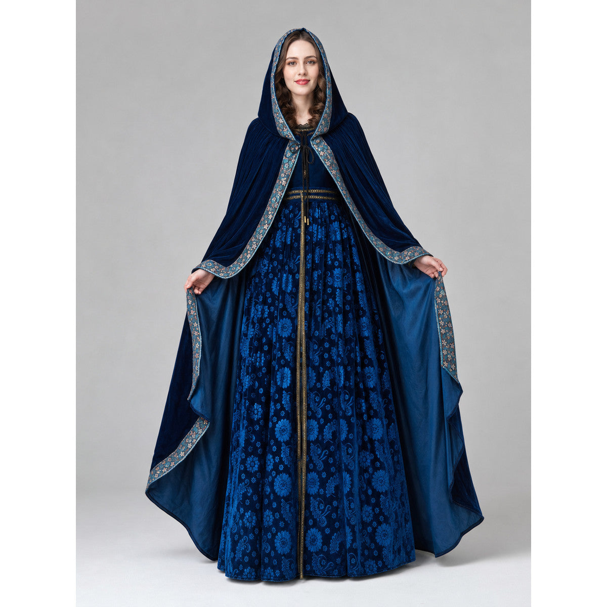 Queen cosplay costume with hood and cape