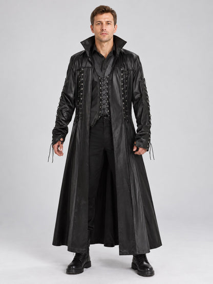 Black Long Lace-Up Vampire Costume for Halloween
