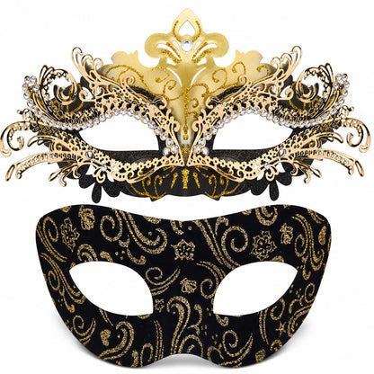 Couple Masquerade Masks Metal Venetian Party Mask Mardi Gras Mask for Women Men