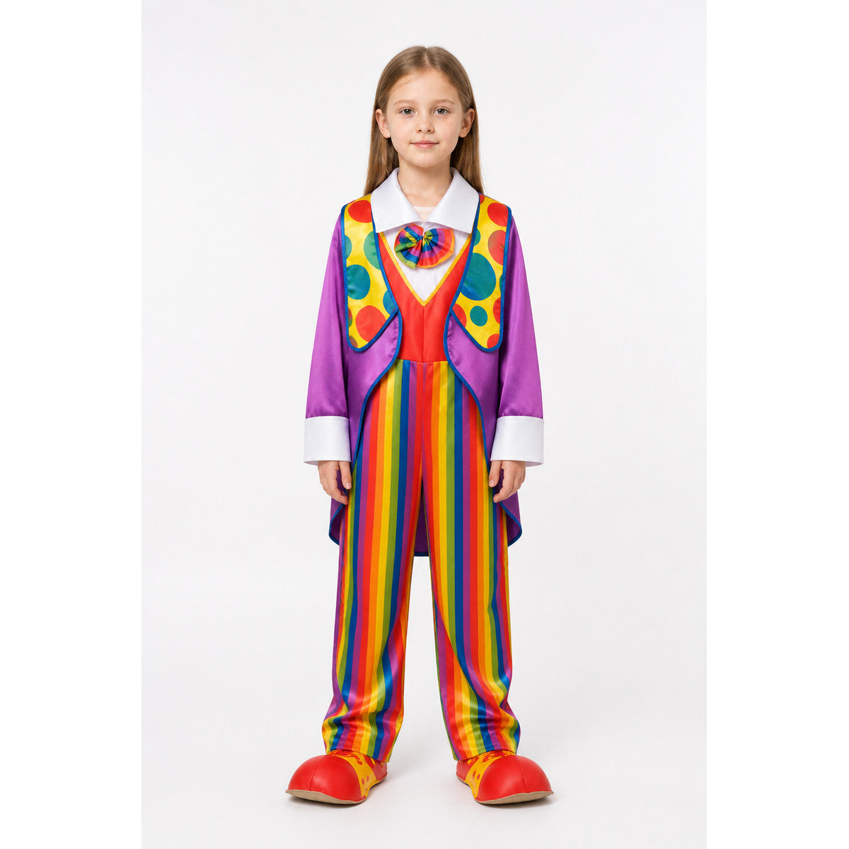 Children’s Clown Costume with Purple Jacket and Bow Tie main product view