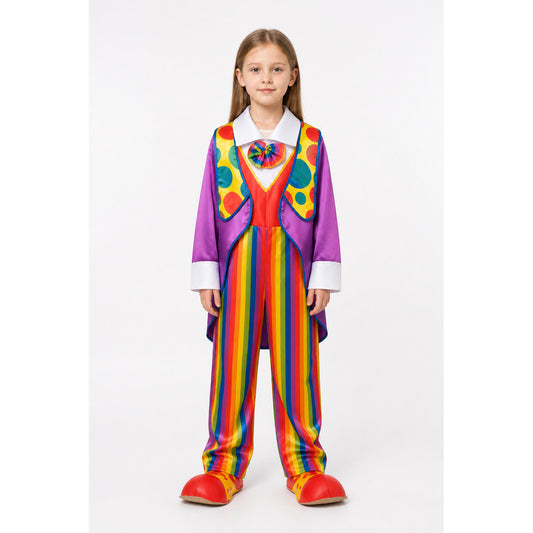 Children’s Clown Costume with Purple Jacket and Bow Tie main product view