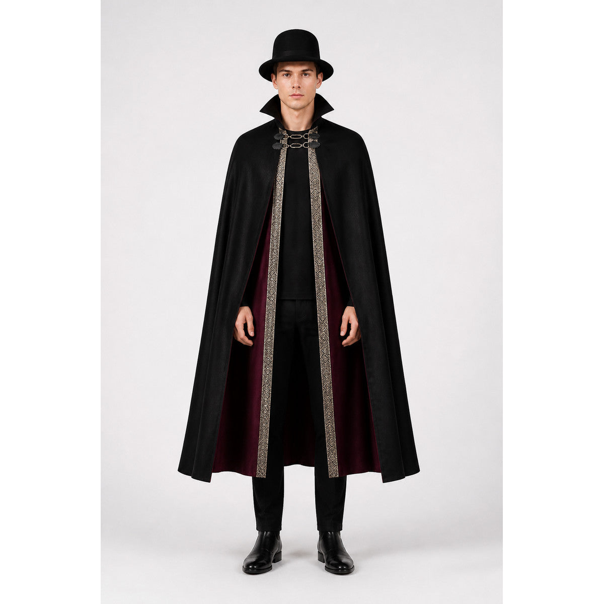 Cape with Hat, Black with Gold Trim main product view