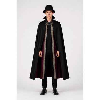 Cape with Hat, Black with Gold Trim main product view