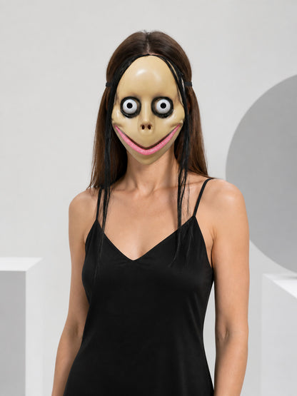 Halloween Mask with Long Black Hair for Cosplay