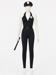 Women's Sexy Police Costume Set with Hat, Belt & Baton - Halloween Outfit