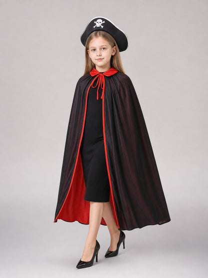 Black and Red Pirate Carnival Cloak front view