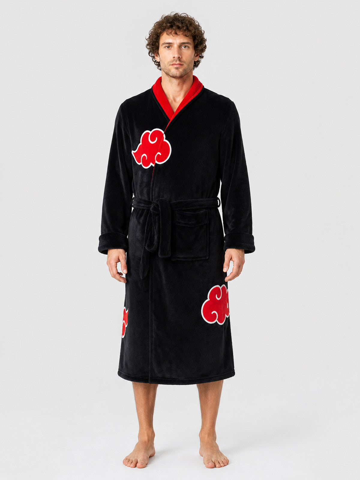 Cosplay Hooded Robe, Black, Red Clouds on-model view