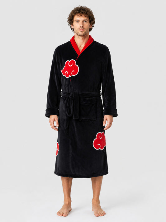Cosplay Hooded Robe, Black, Red Clouds on-model view