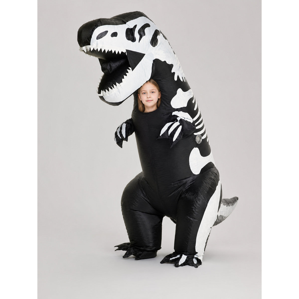Inflatable T. rex Costume, Black and White, One Size on-model view