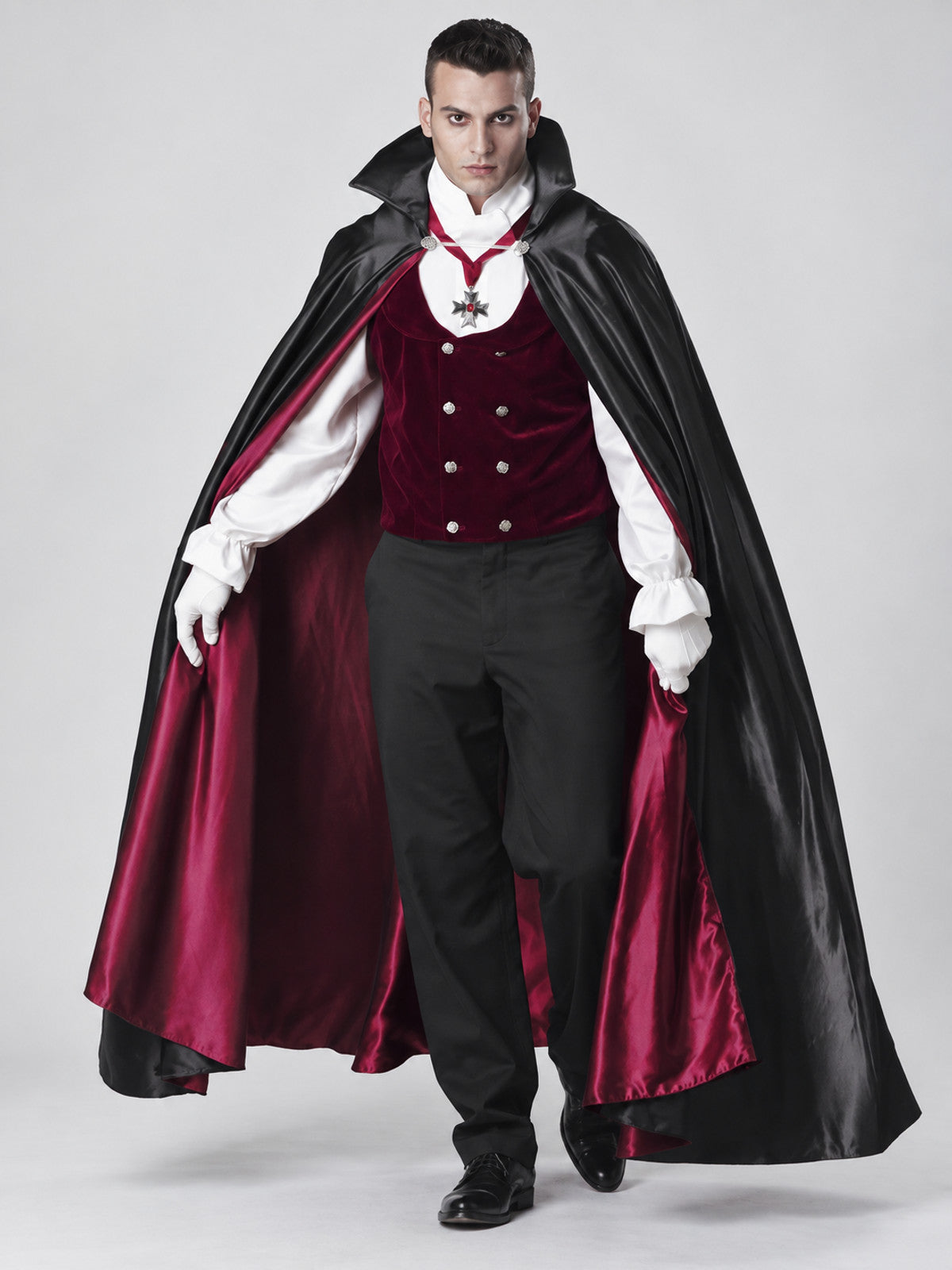 Vampire Carnival Costume with Cape, Vest, and Gloves