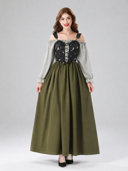 Carnival Maxi Dress with Vest and Lace-Up Detail on-model view