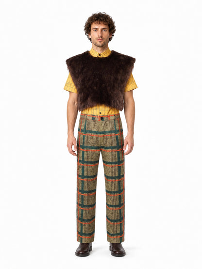 Checkered Cosplay Costume with Furry Vest main product view