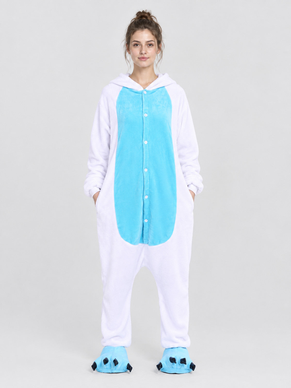 Hooded Pajama Jumpsuit with Animal Face