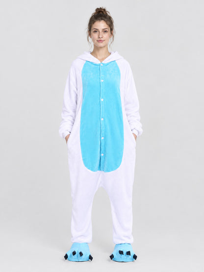 Hooded Pajama Jumpsuit with Animal Face