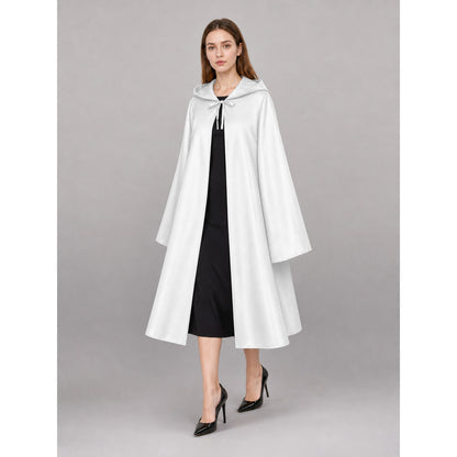 Long White Carnival Cloak with Hood