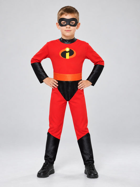 Kids' superhero carnival costume with mask and belt