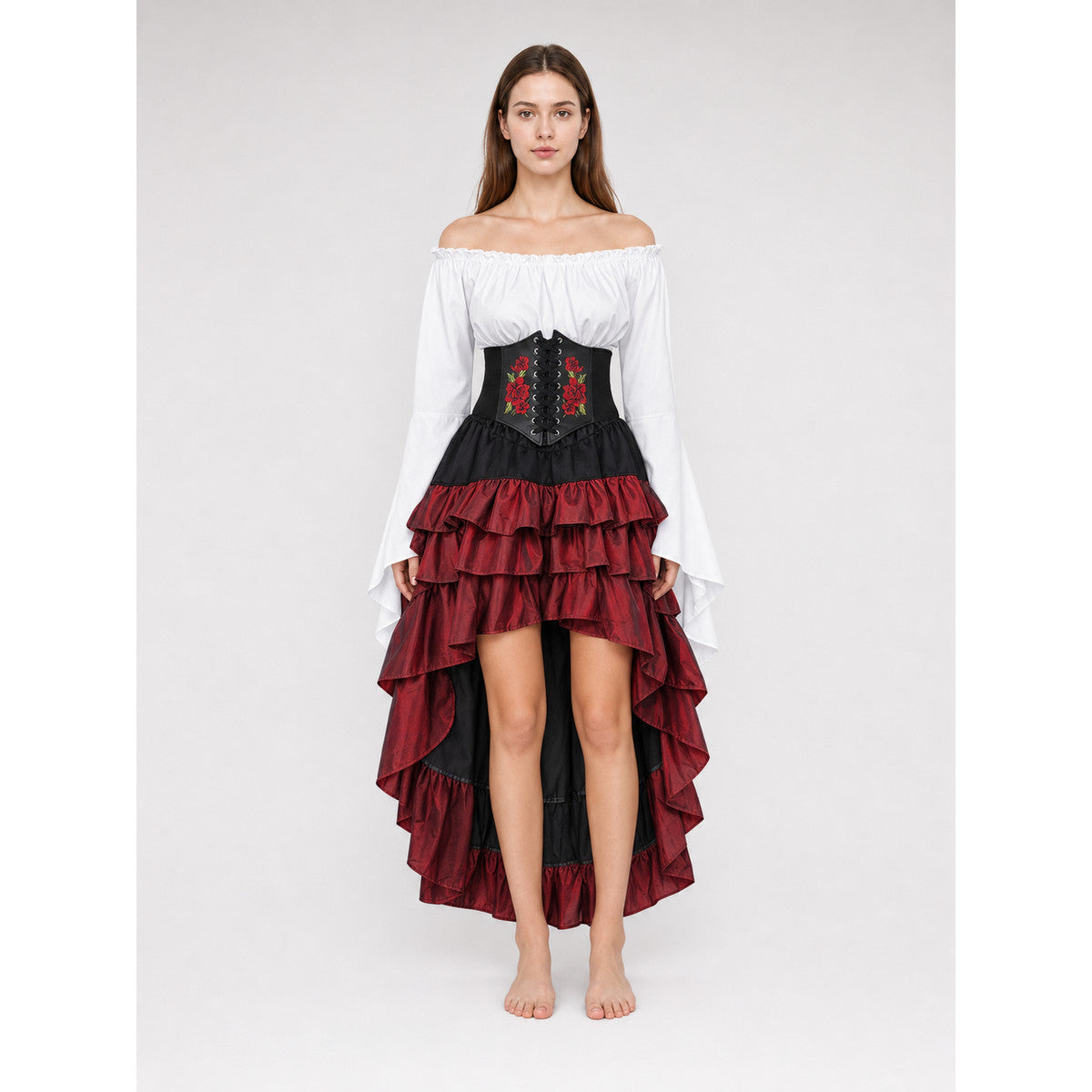 Gothic Costume with Corset and Tiered Skirt