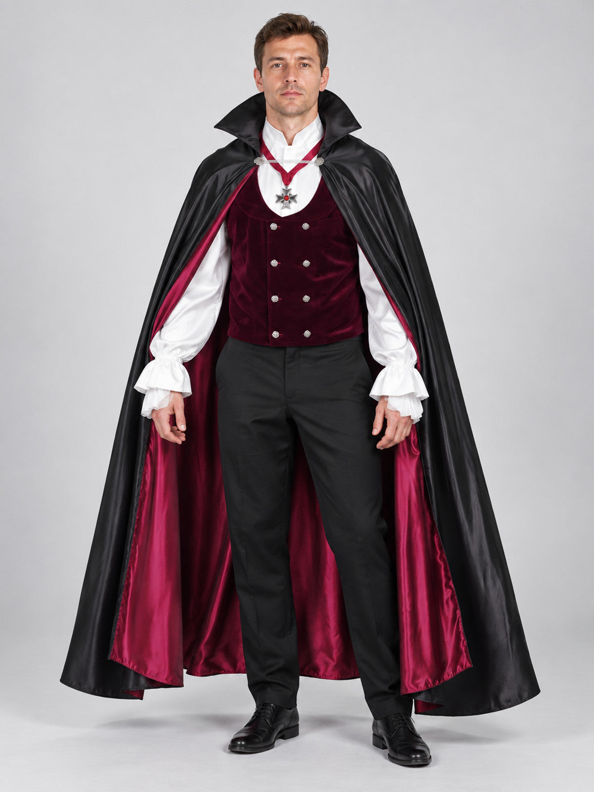 Vampire Halloween Costume with Cape and Vest