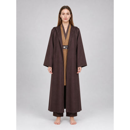 Costume with a Long Brown Robe and Belt Pouch