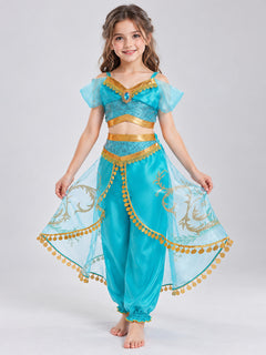Princess Jasmine Kids' Carnival Costume with Sequins and Brooch