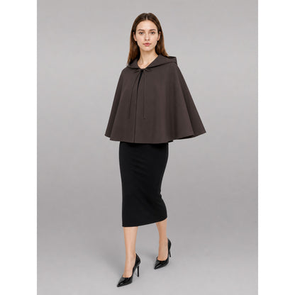 Dark Brown Hooded Costume Cloak front view