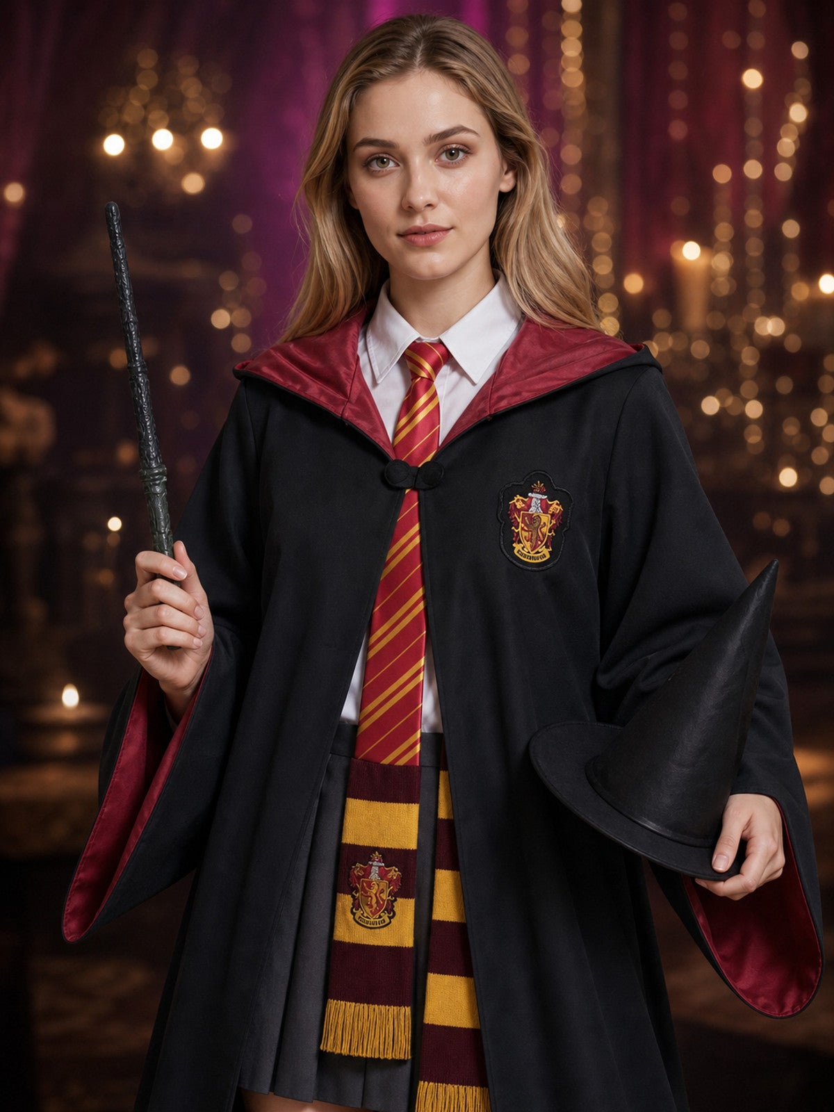Harry Potter Gryffindor Robe for Cosplay and Halloween on-model view