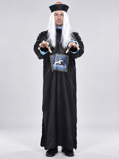 Carnival costume with wig and hat, long, black
