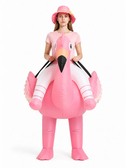 Pink Inflatable Flamingo Costume with Wings front view