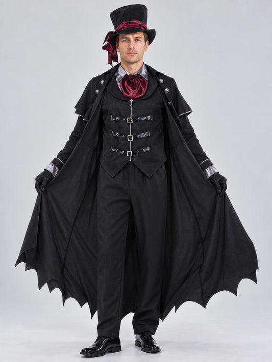 Vampire Costume with Black Cape and Hat