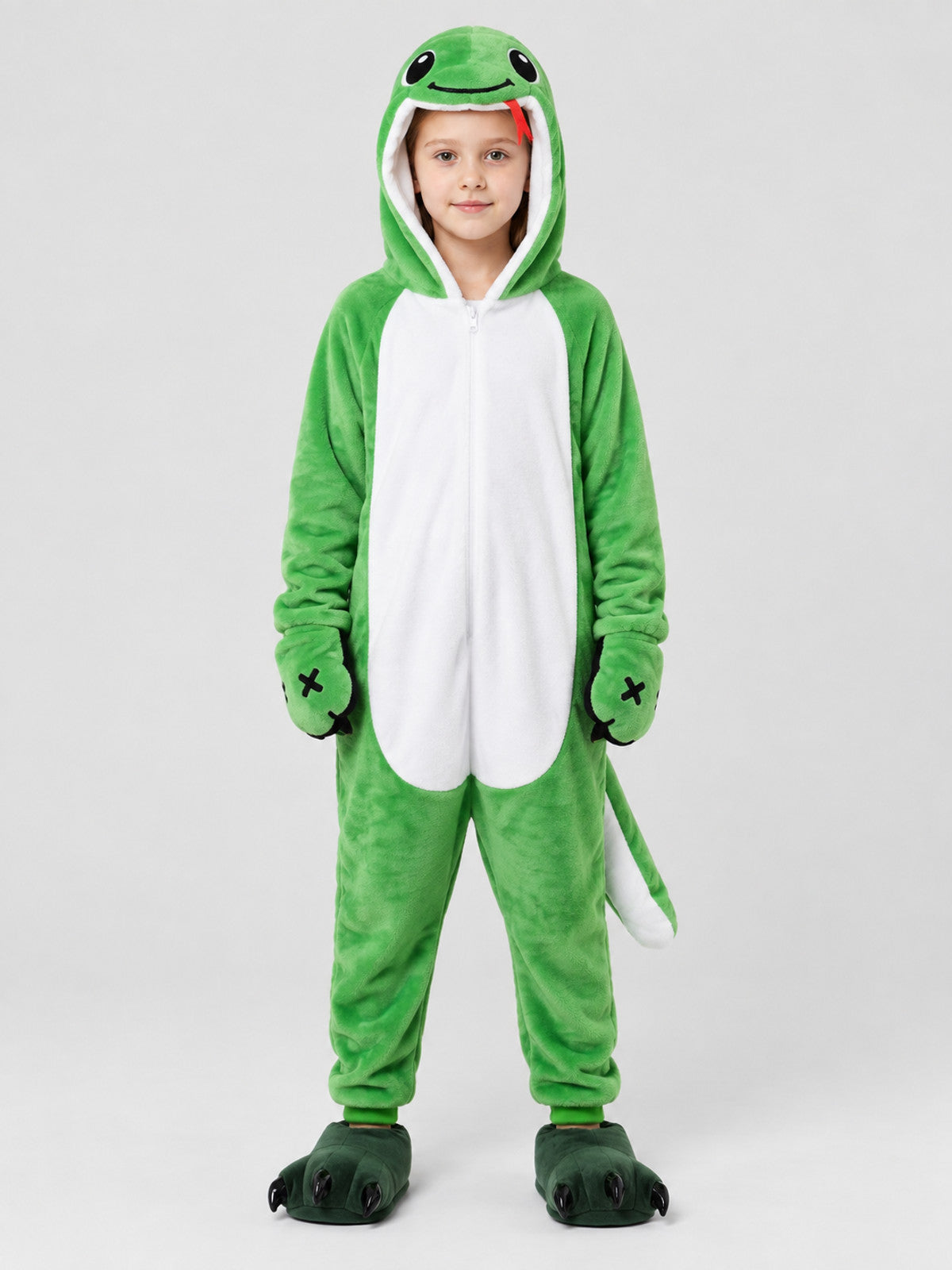 Green Dinosaur Hooded Pajama Jumpsuit