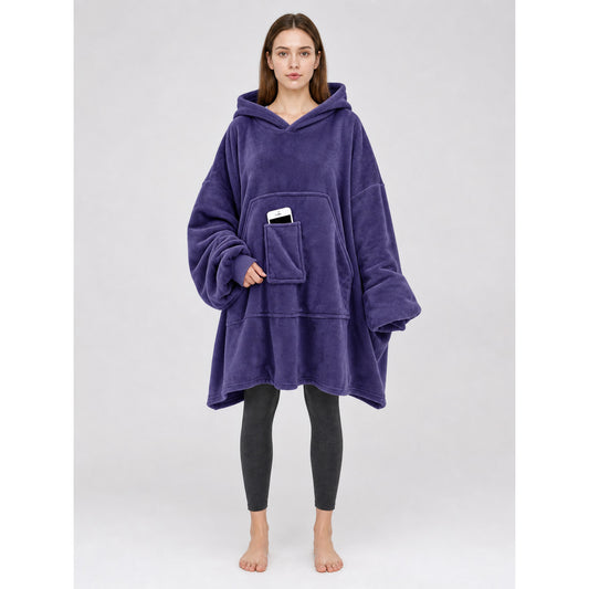 Oversized Hooded Blanket, Dark Purple
