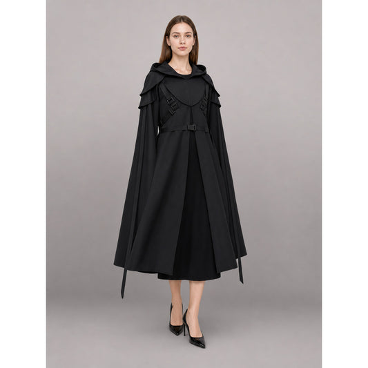 Black Carnival Cloak with Hood for Cosplay