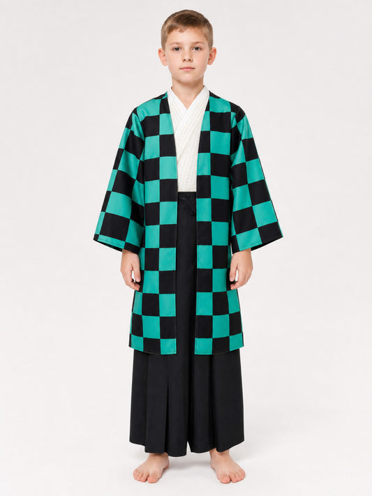Kids' anime-style plaid jacket, size S